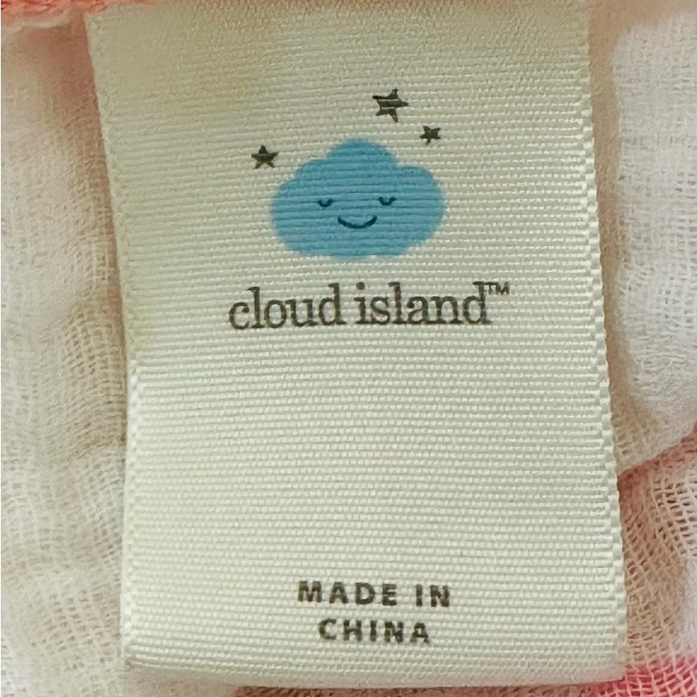 Cloud Island You Are Loved 100% Cotton Crib Baby Blanket 46” Square White Pink